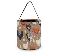 Coloridas gallinas de Halloween, bolsas de truco o trato, divertida bolsa de mano con asas, bolsas de regalo para fiestas, 7.9 x 8.3 x 7.1 pulgadas