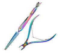 Coloridas herramientas de acero inoxidable para decoración de uñas, empujador de cutículas y cortador de cutículas, multifunción, cortador de uñas falso, pinzas para moldear manicura