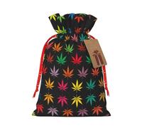 Coloridas hojas de cannabis de 4.7 x 6.9 pulgadas, bolsa de regalo de gran capacidad con cordón para tus preciosos regalos de Halloween, 1 unidad