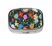 Coloridas hojas de flores silvestres, pastillero Meta con 2 compartimentos, organizador portátil