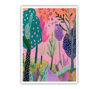 Coloridas impresiones mágicas lienzo en bosque para salón, vibrantes cuentos hadas en las paredes árboles, estampas abstractas la naturaleza para la decor oficina del dormitorio sin marco 70x90cm