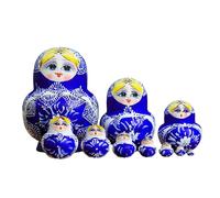 Coloridas muñecas rusas de matrioshka, juego de 10 anidaciones de madera con arte coleccionable tradicional pintado a mano
