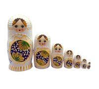 Coloridas muñecas rusas de matrioshka, juego de 7 anidaciones de madera con arte coleccionable tradicional pintado a mano