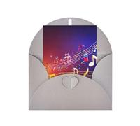 Coloridas notas musicales impresas adorables tarjetas y sobres en blanco, diseños únicos perfectos para festivales, invitaciones
