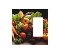Coloridas placas de pared de verduras y frutas, cubierta decorativa para interruptor de luz, cubierta de 2 tomas de corriente, placa de interruptor eléctrico, cubierta de placa frontal termoplástica