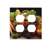 Coloridas placas de pared de verduras y frutas, cubierta decorativa para interruptor de luz, cubierta de 2 tomas de corriente, placa de interruptor eléctrico, cubierta de placa frontal termoplástica