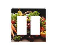 Coloridas placas de pared de verduras y frutas, cubierta decorativa para interruptor de luz, cubierta de 2 tomas de corriente, placa de interruptor eléctrico, cubierta de placa frontal termoplástica