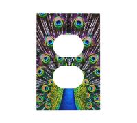 Coloridas plumas de pavo real dúplex para pared, placa de pared decorativa de pájaro, fácil de instalar, cubierta de salida para hogar, oficina, cocina, apartamento