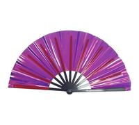 Colorido abanico de mano, holográfico de 64 cm x 33 cm, ventilador de baile de PVC, ventilador plegable láser Taiji de 25.2 x 12.99 pulgadas para baile en línea, mango de plástico