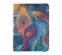 Colorido abstracto Cosmic Dust Planets Space_3 Cartera de viaje decorativa de cuero para mujer, cartera para pasaporte, bonito libro de pasaporte, impermeable, Colorido polvo cósmico abstracto Planets