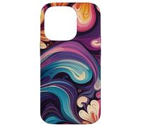 Colorido Abstracto Fluir Floral Remolino Arte Carcasa para iPhone 14 Pro