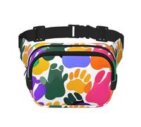 Colorido accesorio de entrenamiento con estampado de pata de perro, cuadrada, de doble capa, bolsa de cintura de viaje de moda para hombres y mujeres