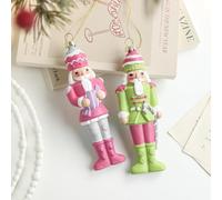 Colorido adorno de árbol de Navidad con cascanueces en plástico multicolor, decoración festiva clásica para temporada de vacaciones, colgante para coronas de Adviento, puertas o exhibición de mesa