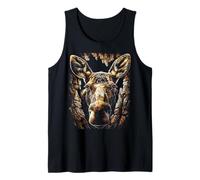 Colorido Alce en un Arbol Animal del Bosque otoñal otoño Camiseta sin Mangas