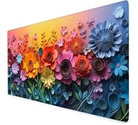 Colorido Alfombrilla ratón XXL, 700x400x3mm Flor Alfombrilla Escritorio Extendida con Bordes Cosidos, Antideslizante E Impermeable Mouse Pad Aply a Oficina Y Hogar, Regalos Originales para Hombre A62