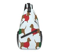 Colorido Animal Dachshund Dog Cross Chest Bag Diagonalmente Sling Mochila Crossbody Bolsa de Hombro Viajes Senderismo Mochilas para Hombres Mujeres