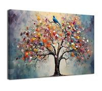 Colorido árbol de la vida, arte de pared para decoración de sala de estar, pintura abstracta de árbol de flores, cuadros de naturaleza, árbol floral, impresiones en lienzo, minimalista, moderno, para