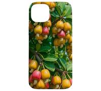 Colorido árbol frutal de anacardo, diseño botánico de Naturaleza Tropical Carcasa para iPhone 15 Plus