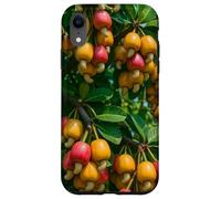 Colorido árbol frutal de anacardo, diseño botánico de Naturaleza Tropical Carcasa para iPhone XR