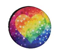 Colorido arco iris amor corazón cubierta impermeable anti UV cubierta de neumático 66.0 cm único eje cubierta de rueda para RV camión SUV remolque universal para todas las estaciones