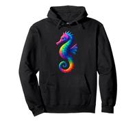 Colorido arco iris arte patrón animal acuático arte caballito de mar Sudadera con Capucha