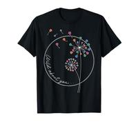 Colorido Arte de Diente de león con Estampado de Pata de Perro Camiseta