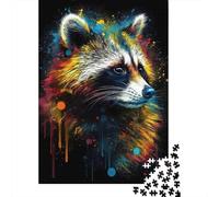 Colorido Arte de Raccoon Paquete De 1000 Piezas Papel Ecológico Entrenamiento Cerebral Fácil De Limpiar Portátil Rompecabezas Atractivo 52x38cm/1000pcs