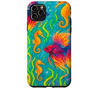 Colorido Arte del océano de Peces y caballitos de mar Betta Carcasa para iPhone 11 Pro MAX