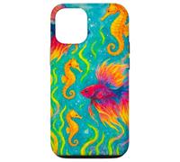 Colorido Arte del océano de Peces y caballitos de mar Betta Carcasa para iPhone 12/12 Pro