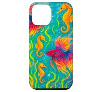 Colorido Arte del océano de Peces y caballitos de mar Betta Carcasa para iPhone 12 Pro MAX