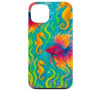 Colorido Arte del océano de Peces y caballitos de mar Betta Carcasa para iPhone 13