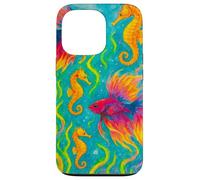 Colorido Arte del océano de Peces y caballitos de mar Betta Carcasa para iPhone 13 Pro