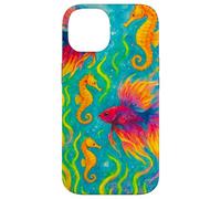 Colorido Arte del océano de Peces y caballitos de mar Betta Carcasa para iPhone 14