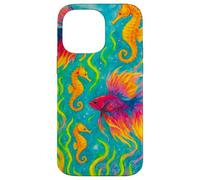 Colorido Arte del océano de Peces y caballitos de mar Betta Carcasa para iPhone 14 Pro MAX