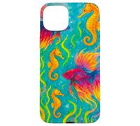 Colorido Arte del océano de Peces y caballitos de mar Betta Carcasa para iPhone 15 Plus