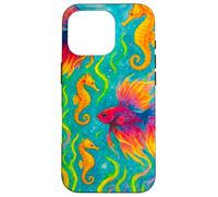 Colorido Arte del océano de Peces y caballitos de mar Betta Carcasa para iPhone 16 Pro