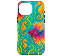 Colorido Arte del océano de Peces y caballitos de mar Betta Carcasa para iPhone 16 Pro MAX