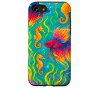 Colorido Arte del océano de Peces y caballitos de mar Betta Carcasa para iPhone SE (2020) / 7/8
