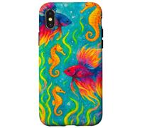 Colorido Arte del océano de Peces y caballitos de mar Betta Carcasa para iPhone X/XS