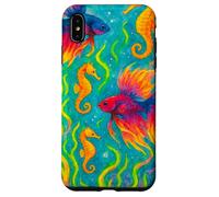 Colorido Arte del océano de Peces y caballitos de mar Betta Carcasa para iPhone XS MAX