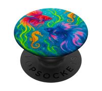 Colorido Arte del océano de Peces y caballitos de mar Betta PopSockets PopGrip Adhesivo