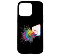 Colorido arte deportivo de salpicaduras de pintura de aro de baloncesto con teñido anudado Carcasa para iPhone 15 Pro Max