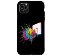 Colorido arte deportivo de salpicaduras de pintura de aro de baloncesto con teñido anudado Carcasa para iPhone 11 Pro Max