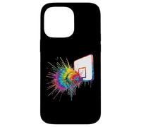 Colorido arte deportivo de salpicaduras de pintura de aro de baloncesto con teñido anudado Carcasa para iPhone 14 Pro Max