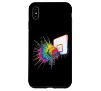 Colorido arte deportivo de salpicaduras de pintura de aro de baloncesto con teñido anudado Carcasa para iPhone XS Max