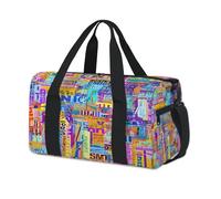 Colorido arte graffiti bolsa de lona deportiva para niños, niñas, niños, mujeres y hombres, bolsa de viaje para fin de semana, bolsa de viaje informal para llevar al gimnasio