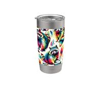 Colorido arte pop mapaches patrón hermoso mapache Vaso térmico de acero inoxidable de doble pared