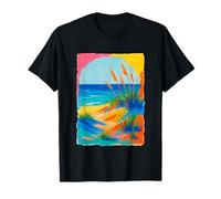 Colorido Atardecer Playa Océano Horizonte Arte Vibrante Camiseta