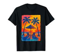Colorido Atardecer Playa Océano Vibrante Mar Costero Camiseta