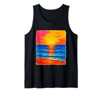 Colorido Atardecer Playa Océano Vibrante Mar Costero Camiseta sin Mangas